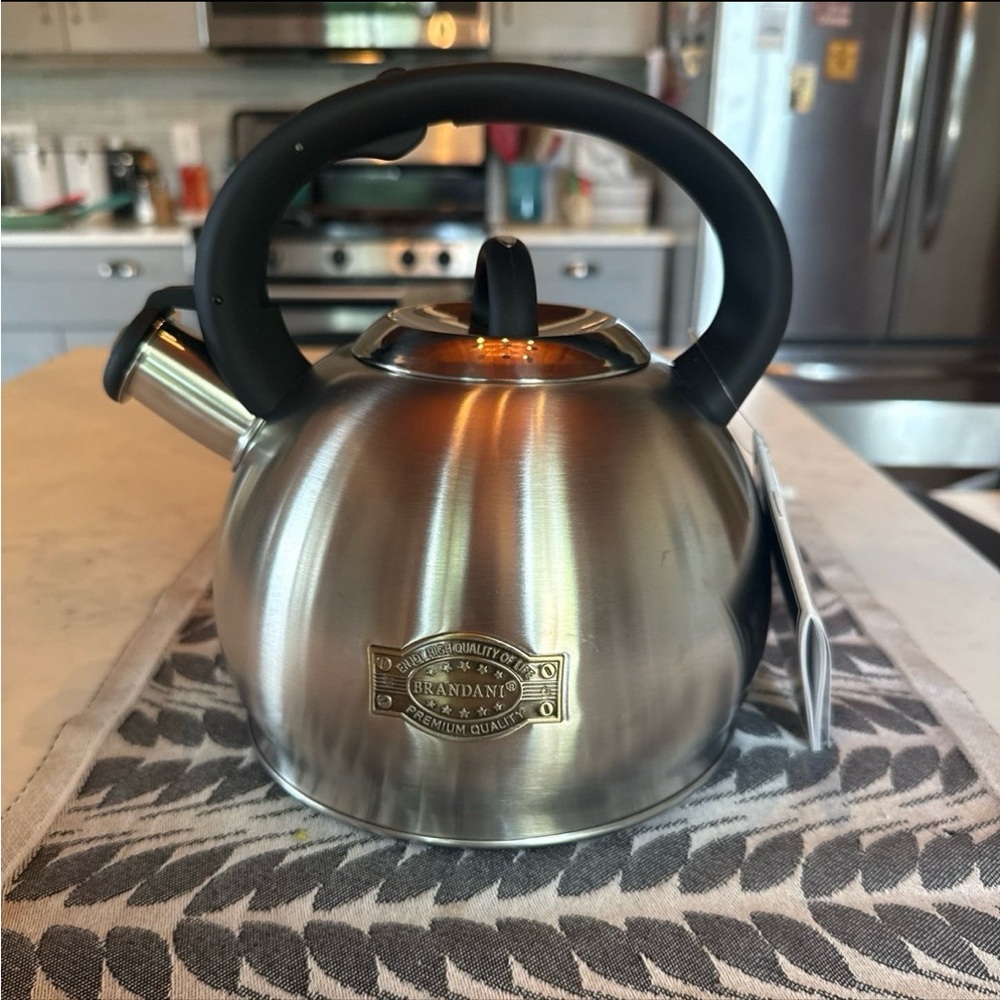 Brandani of Italy 3 Qt Stainless Steel Tea Kettle.  New w/ Tags. Free shipping